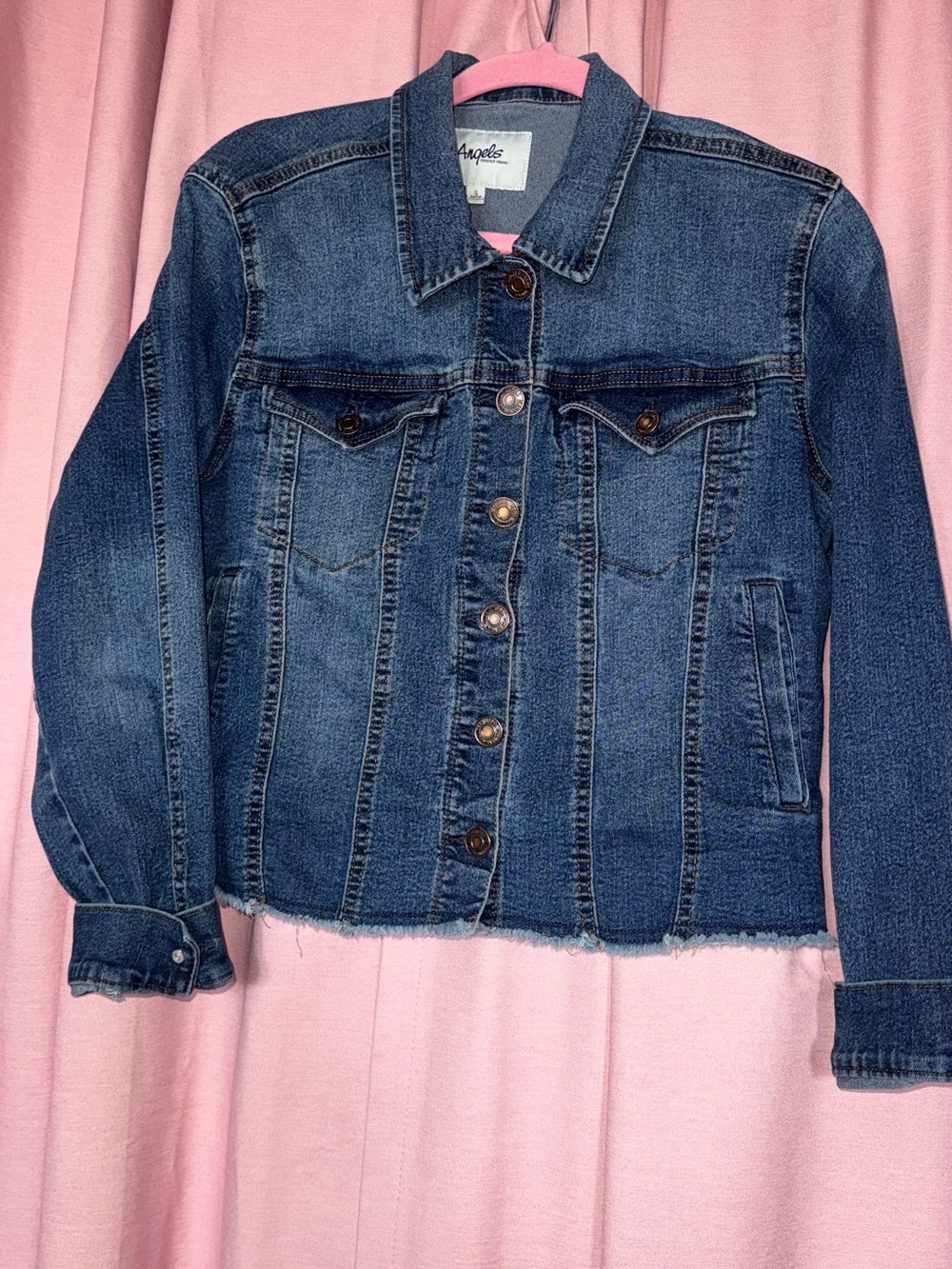 Angels Dark Blue Denim Jean Jacket with Button Front
